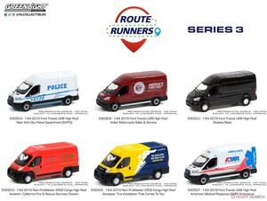 グリーンライト 1/64　フォード　トランジット　トラック Route Runners Series 3 　未開封　ミニカー　6台セット　ホットウィール