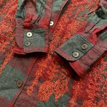 美品 ann吉 アン吉 長袖 ワンピース 意匠糸 デザイン シャツ 羽織り 赤 グレー チェック ウール レディース サイズ 38 M_画像3