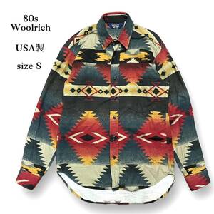 80s USA製 Woolrich ウールリッチ 長袖 シャツ ネイティブ トップス マルチカラー old オールド ヴィンテージ vintage サイズ S M相当