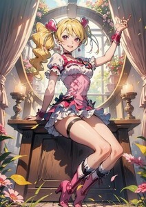 [4479], プリキュア, キュアサンシャイン明堂院いつき, A4 アート ポスター イラスト 同人 美少女 ファンアート アニメ