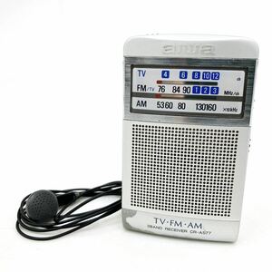 AIWA アイワ CR-AS77 ポケット ラジオ AM/FM 防災 名刺サイズ 通電確認済 alp色