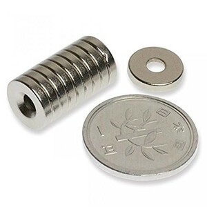 [ new goods ]N35 neodymium Neo Jim magnet 10mm×3mm screw holes 3mm round plate hole attaching powerful magnet magnet 10 piece Z074