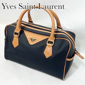 【高級】Yves Saint Laurent イヴサンローラン　ミニ　ボストン　ハンドバッグ　ブラック　PVC 一点物　ヴィンテージ 送料無料