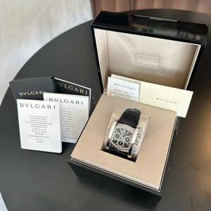 腕時計 ブルガリ アショーマ BVLGARI クロコ 付属品 箱 説明書 キズ キレ 時計 自動巻 automatic クロノグラフ ブラック 文字盤