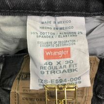 中古 古着 Wrangler デニムパンツ W40 ラングラー レギュラーフィット ビッグサイズ ブラック メキシコ製 古着卸 アメリカ仕入 2402-466_画像9