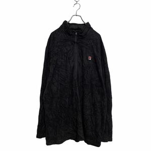 中古 古着 FILA ハーフジップ フリースジャケット 3XL ブラック フィラ ビッグサイズ ワンポイント ロゴ 古着卸 アメリカ仕入 a602-5544