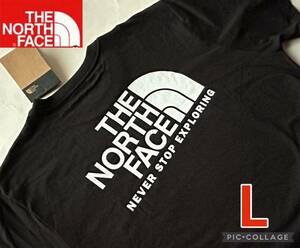 【送料無料】新品ノースフェイス THE NORTH FACE メンズ バックプリント Tシャツ 黒 L【日本サイズL～LL位】 正規品 クールネック A