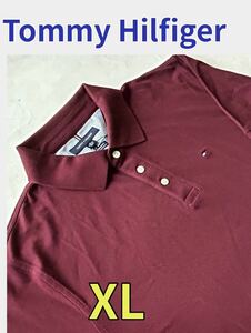【送料無料】新品■TOMMY HILFIGER トミーヒルフィガー メンズ 半袖 ポロシャツ XL かのこ地 えんじ色　正規品１