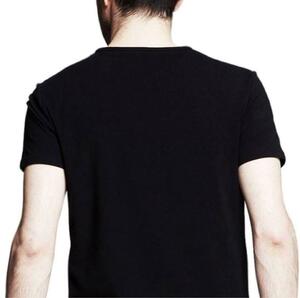 Tシャツ コットン 綿100% Uネック 丸首 XLサイズ 黒 ブラック 伸縮 通気 吸汗 シンプル インナー　55-29