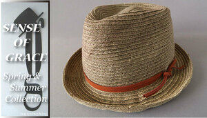 grace Grace * Vintage poketabru лезвие соломинка шляпа [ чай ] новый товар обычная цена Y5300 складной возможность размер настройка возможность для мужчин и женщин 