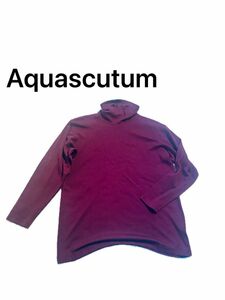 aquascutum タートルネック ニットワインレッドD-TK1200 絹35% 毛65%