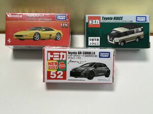 トミカ 初回限定特別仕様フェラーリ355・トヨタGRカローラ モリゾウエディション・東京オートサロン限定ハイエース 3台セット