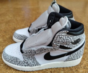 NIKE AIR JORDAN 1 RETRO HI OG GS 新品 未使用品 ”White Cement” 23.5cm US 5Y ナイキ エア ジョーダン FD1437-052 黒タグ エレファント