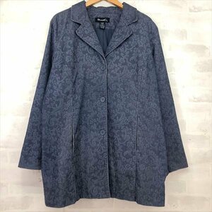 DENIM&Co デニム&コー 90s コーデュロイ ボタニカル刺繍 オーバーサイズ テーラードジャケット SIZE:L ブルー レディース LH632024021105