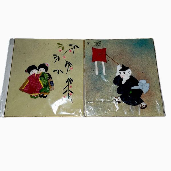 新品ハンドメイド くるみ絵色紙 立体 2枚組