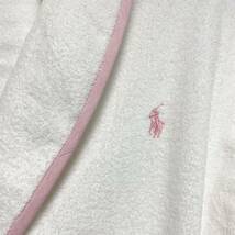 即決★RALPH LAUREN ラルフローレン バスローブ ホワイト×ピンク ロゴ 刺繍 未使用 美品 M_画像3