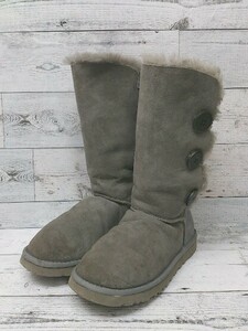 ■ UGG アグ ムートンブーツ Bailey Triple Button ベイリー 3ボタン ハーフ ボア 色むらあり 24㎝ グレー レディース 1304000000473