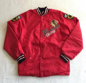 * Vintage Butwin Chicago Blakhawks satin jacket Chicago black Hawk sNHL hockey Indian 