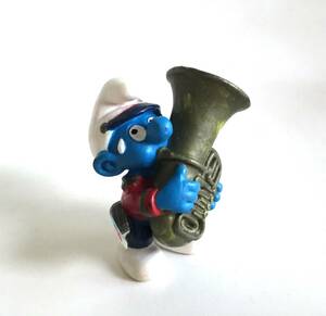 * Vintage Smurf Smurf PVC doll figure 2001 year made horn . person music house Germany made 