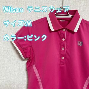 Wilson・Mサイズ・テニスウェア・スポーツウェア・ゲームシャツ・ピンク ポロシャツ