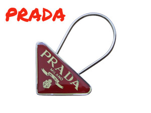  Prada PRADA key ring triangle triangle shape [ used / key ring single goods ]