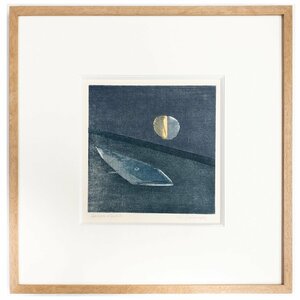 【SHIN】清宮質文 「月と運河」 E.A　 木版画　1987年　額装　希少　サインあり
