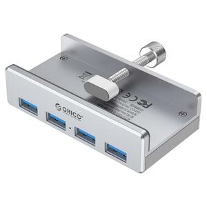 USB3.0 ハブ 4ポート クリップ式 1.5mUSB延長ケーブル付 シルバー