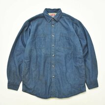 ★90s ヴィンテージ US 古着 ラングラー Wrangler デニム シャツ M インディゴ 裏 ボア フリース アメカジ 90年代 オールド old vintage★_画像2