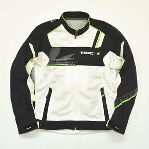 ★通気性抜群 タイチ RS TAICHI レーシング ジャケット ホワイト x グリーン ライダース ライディング バイク用 メッシュ ナイロン 切替★