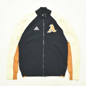 ★美品 アディダス adidas VRCT トラックジャケット O ネイビー x ベージュ スポーツ メッシュ ナイロン スウェット 異素材 切替 古着★