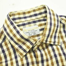 ★90s ヴィンテージ old 古着 アクアスキュータム Aquascutum 長袖 シャツ 14 1／2 (M相当) チェック柄 ベージュ レトロ アメカジ ユーロ★_画像4