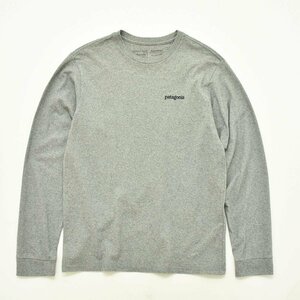 ★美品 定番 アウトドア 古着 パタゴニア patagonia ロンT XS ヘザー グレー L／S カットソー クルーネック バック ロゴ プリント 38514★