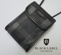 新品 BLACK LABEL CRESTBRIDGE ブラックレーベル クレストブリッジ ＣＢチェックPVCネックポーチ・ミニバッグ ブラック_画像1