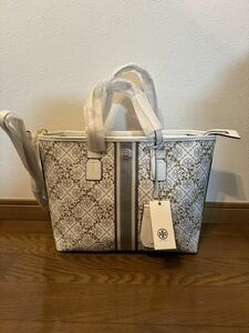 【新品】TORY BURCH トリーバーチ T MONOGRAM CANVAS FRORAL VINE TOP-ZIP TOTE