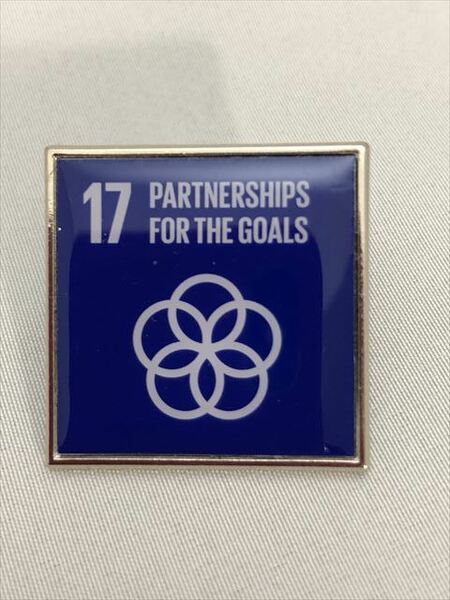 SDGsピンバッジ 1個(1540円税込・送料無料）17. パートナーシップで目標を達成（ Partnerships for the goals（国連ブックショップ購入UN67