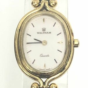 【美品】WALTHAM ウォルサム GP SS クォーツ ゴールドカラー レディース ホワイト文字盤 腕時計 アンティーク CA0