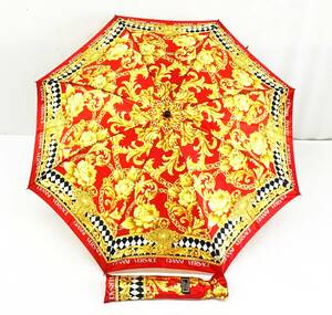GIANNI VERSACE 折りたたみ傘 レッド バロック 総柄 ゴールドボタン 服飾小物 雨傘 ジャンニ ヴェルサーチ