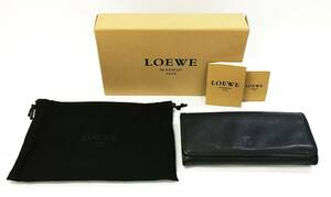 LOEWE 長財布 アナグラム カデナ ブラック/黒 バイカラー 型押し 南京錠 旧ロゴ コンチネンタル ウォレット 折財布 箱 保管袋 ロエベ