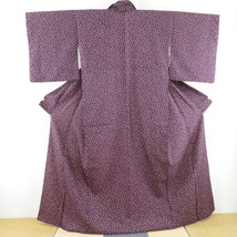 小紋 茄子文様 洗える着物 ポリエステル 紫色 袷 広衿 仕立て上がり Mサイズ 身丈160cm 美品_画像1