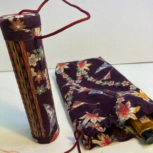 線香筒:オータムリーブスメセキ畳に紅葉柄のお線香筒No.276