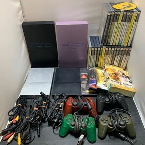 【SONY Playstation 2プレステ2】本体4台 パープル ブラック slim シルバー／コントローラー／ソフト大量／アダプター類 まとめ ジャンク 