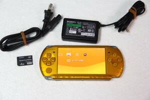 SONY PSP本体セット PSP-3000 ブライトイエロー 電源ケーブル/8GBメモリーカード 送料無料