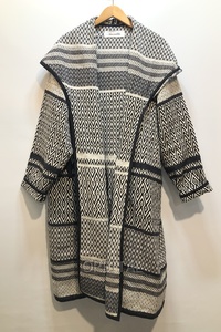 経堂) サラマリカ Sara mallika Kutch Woven Coat コート ブラック ホワイト インド製 定価4.1万位 レディース