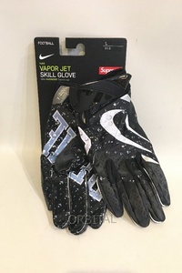 二子玉) シュプリーム Supreme 未使用 NIKE VAPOR JET 4.0 Football Gloves グローブ 手袋 ブラック 黒 サイズ Ｌ