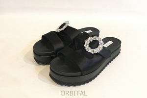  two . sphere ) United Arrows UNITED ARROWS 22SS satin biju- sandals regular price 17,600 jpy Flat lady's 35 22.5cm