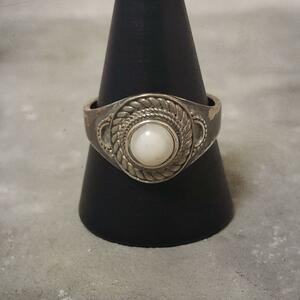 VINTAGE белый Stone Vintage серебряный 925 кольцо кольцо античный 