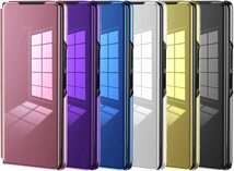 Galaxy Z Fold2 5G/Galaxy Z Fold2 ケースSCG05 手帳型 鏡面 ミラー スタンド機能 光沢 表面半透明 スマホケース 軽量 薄型_画像9