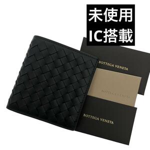 [Неиспользованный] Bottega Veneta Fold Wallet Intercciato Black Bottega Veneta Bi -Dold Wallet AE6