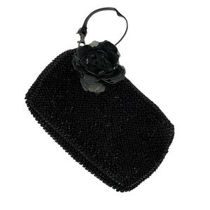 [ rare ] Anteprima clutch bag handbag black corsage second bag flower pouch beads multi fi ole 106