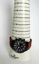 【CITIZEN ECO DRIVE】シチズンエコドライブ メンズ腕時計 44mm 黒ダイアル クロノグラフ デイト 茶革バンド 100m防水 海外仕様 GN-4-S _画像10